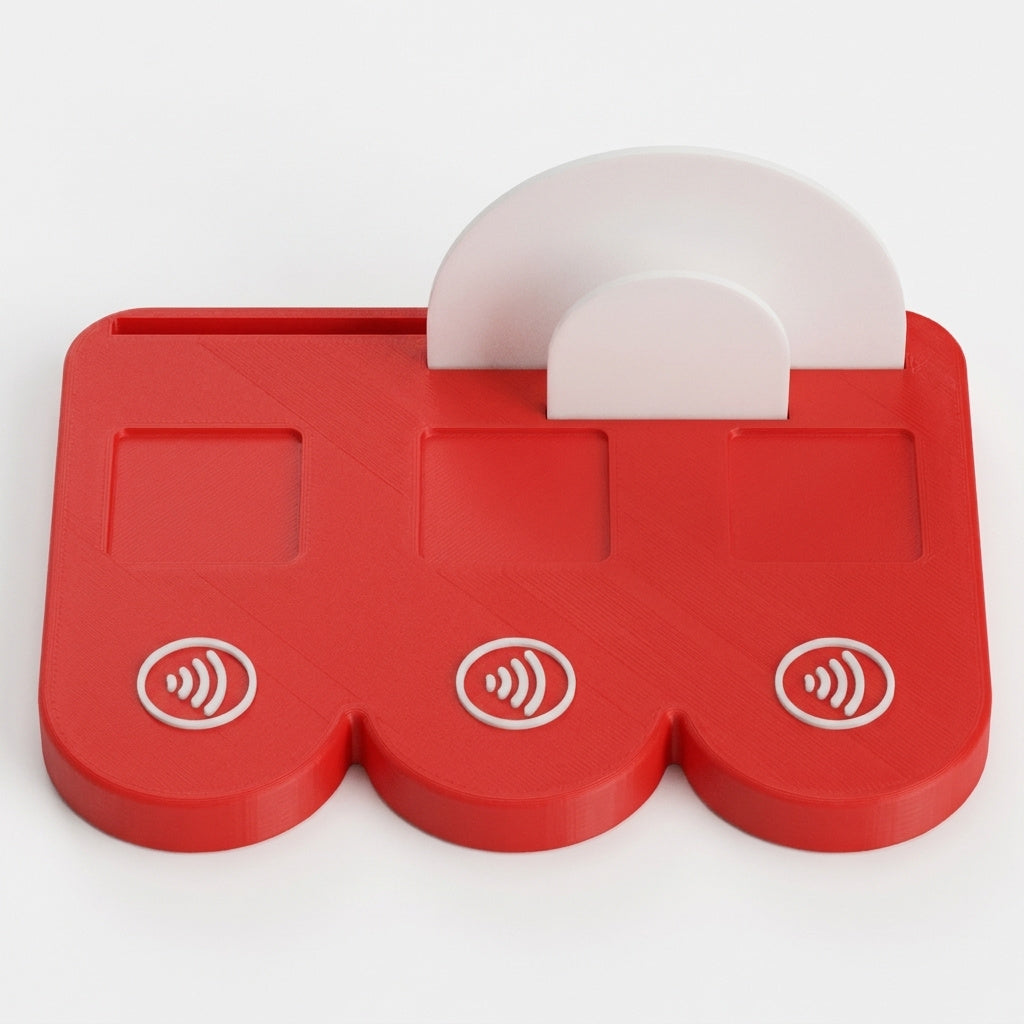 NFC-display basis met magneten (3 vakjes + visitekaarthouder)