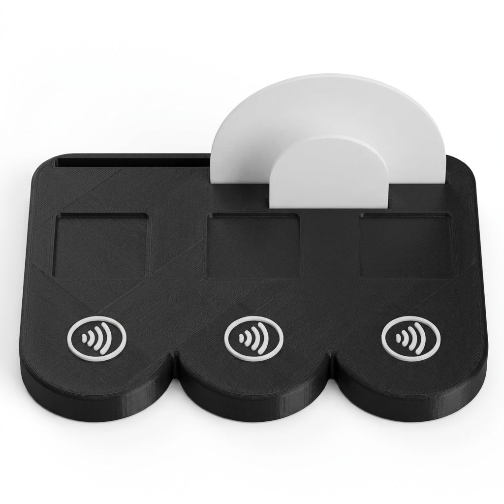 NFC-display basis met magneten (3 vakjes + visitekaarthouder)