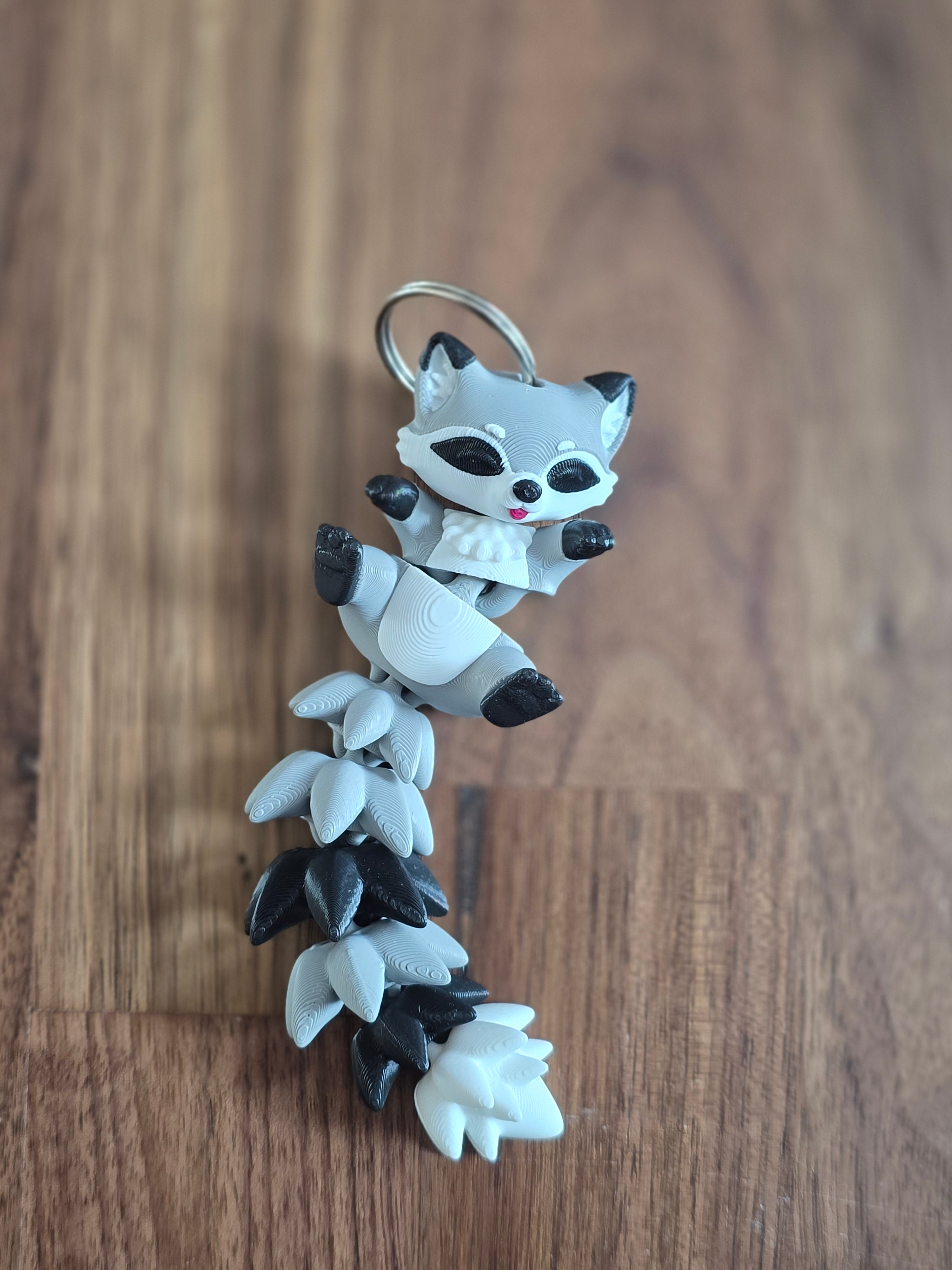 Flexible Tail Raccoon Keychain