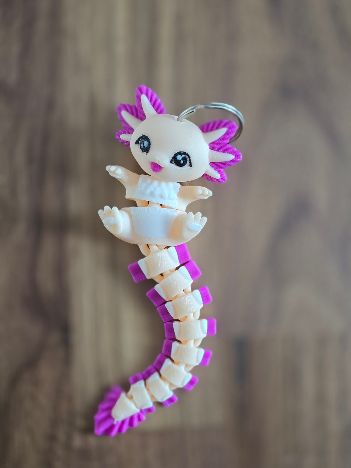 Axolotl with Flexible Tail Keychain
