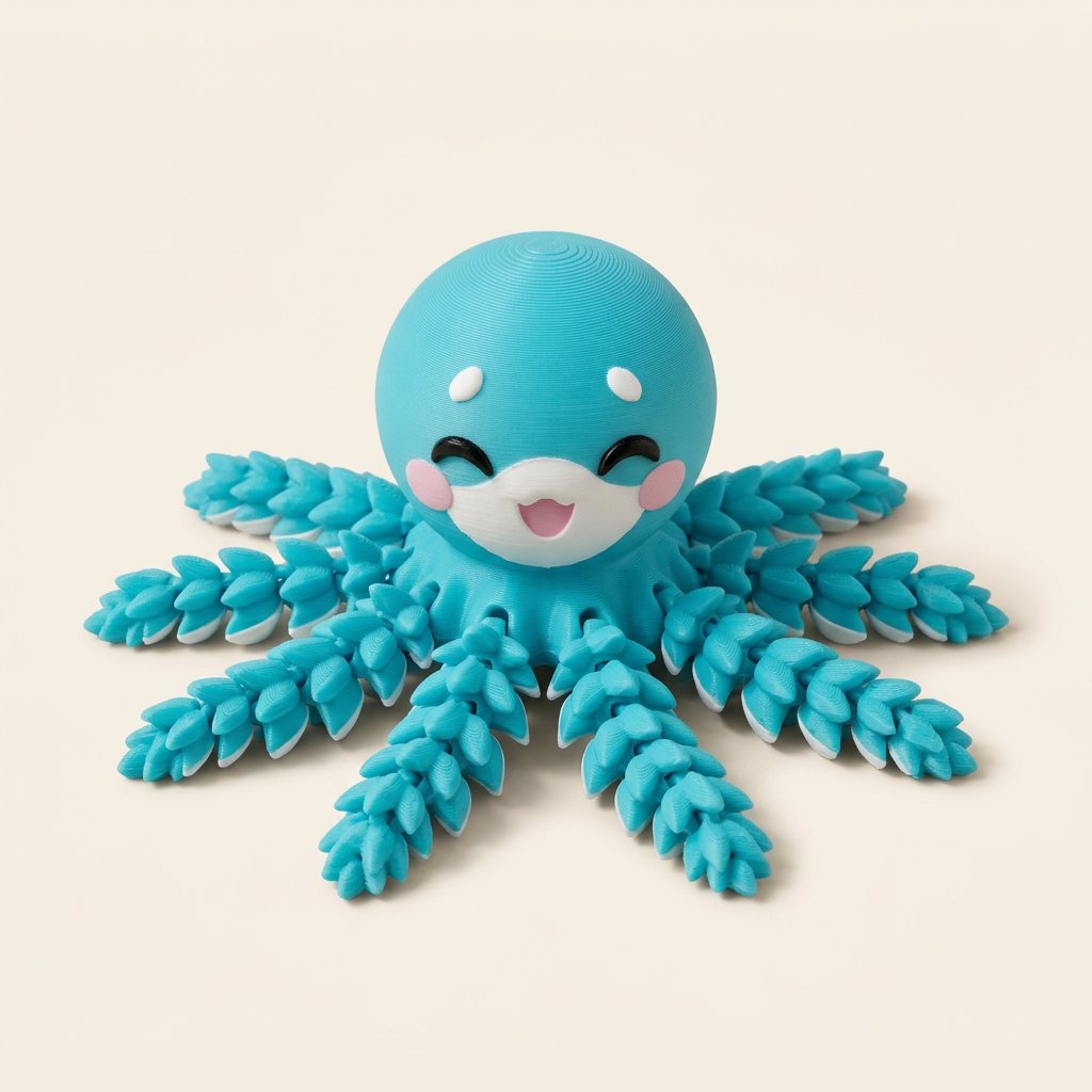 Blauwe octopus als toy op een lichte achtergrond