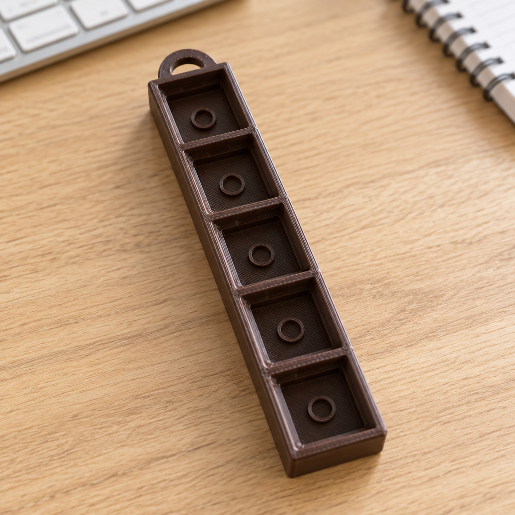 Donkerbruine clicker base op een bureau