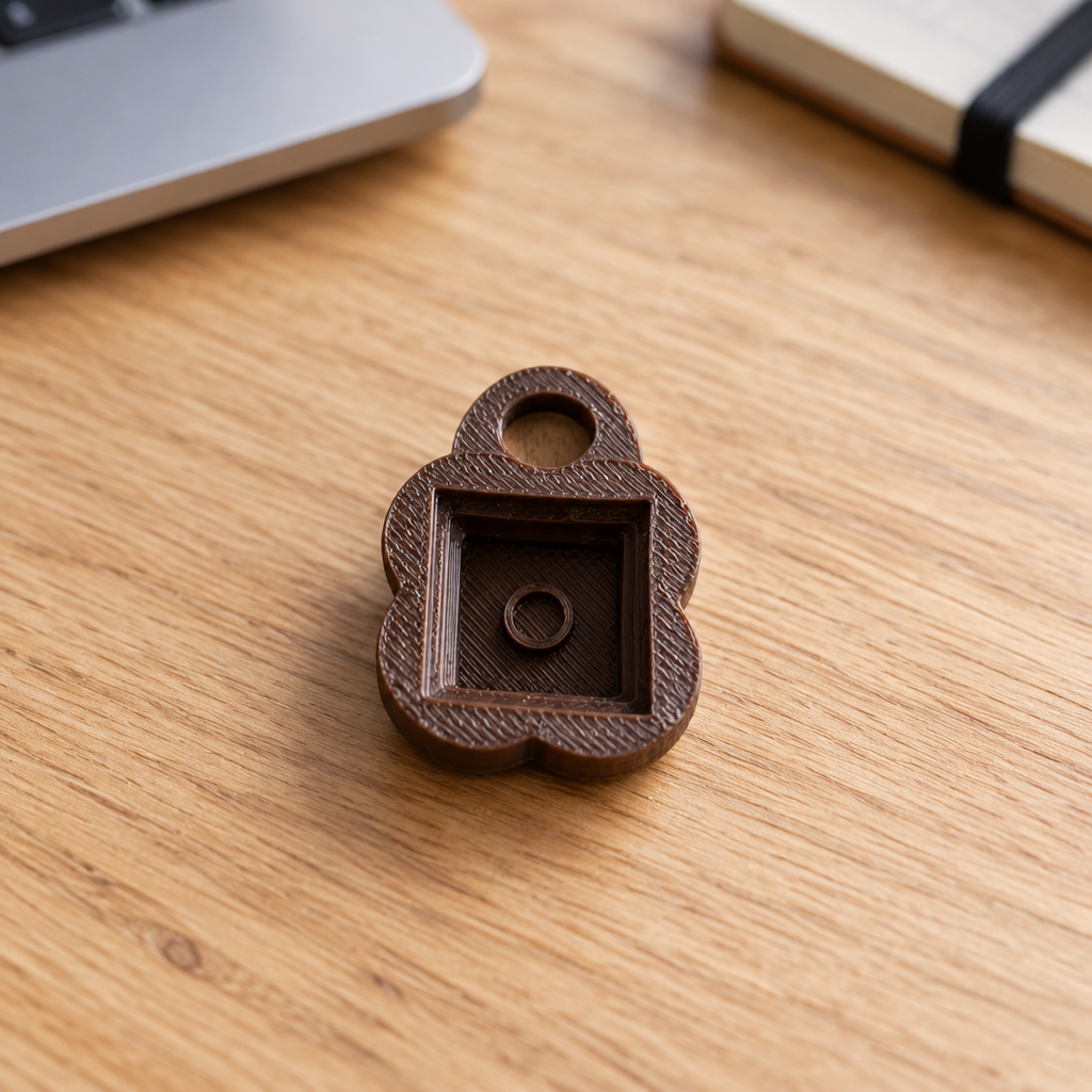 Donkerbruine clicker-base op een bureau