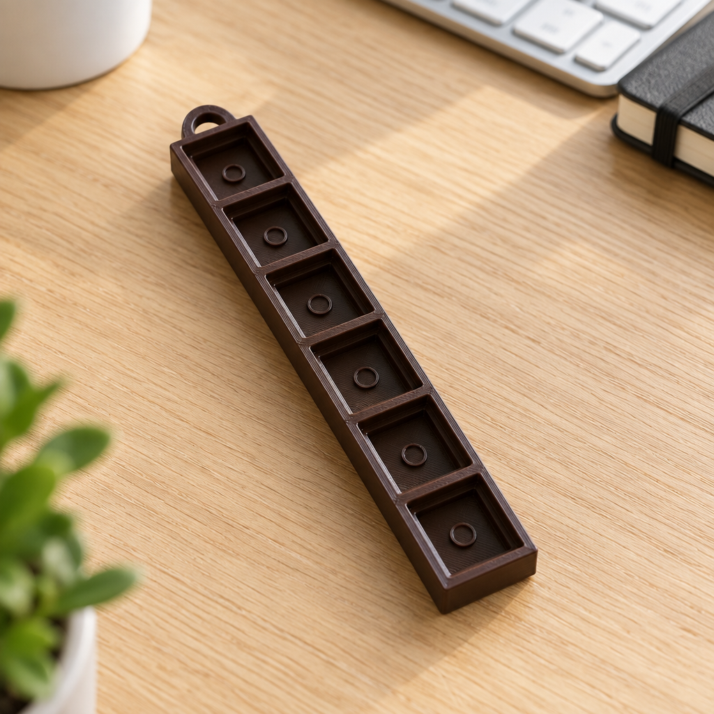 Donkerbruine clickerbase op een bureau