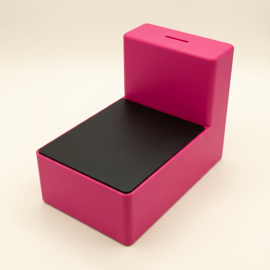 Donkerroze displaybox met zwart deksel
