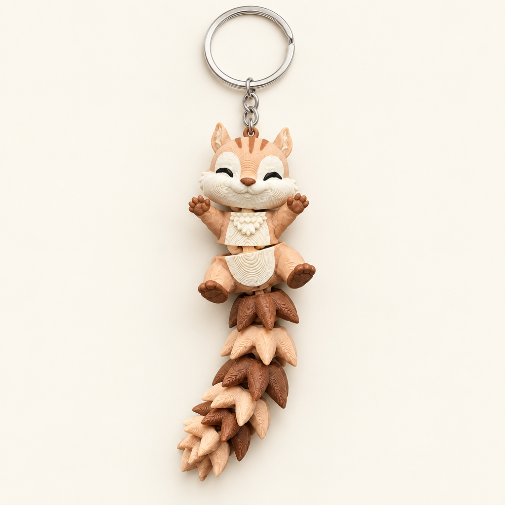 Eekhoorn met flexibele staart sleutelhanger