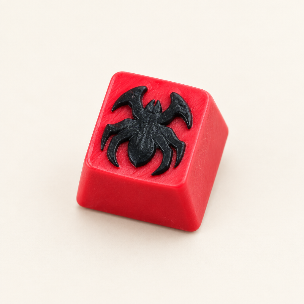Enkele keycap op een warm gebroken witte achtergrond