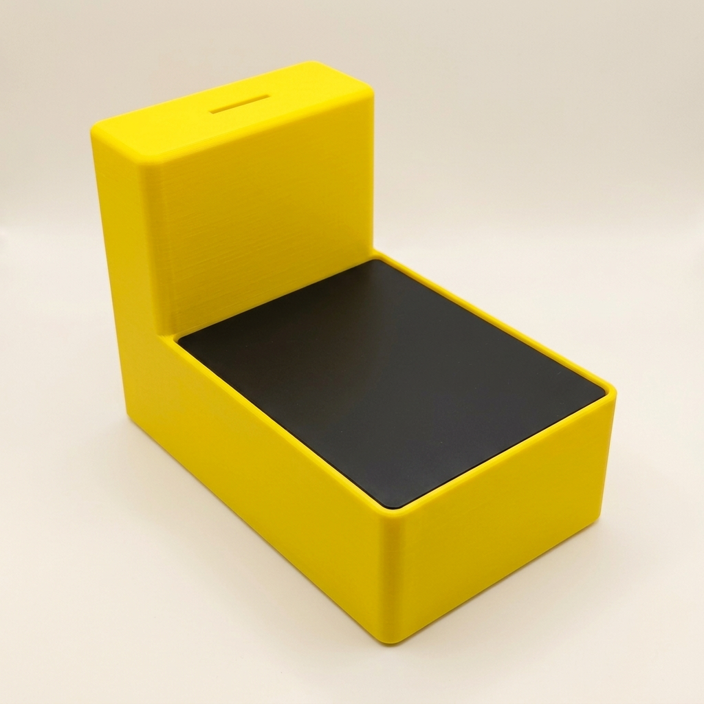 Gele displaybox met zwart deksel
