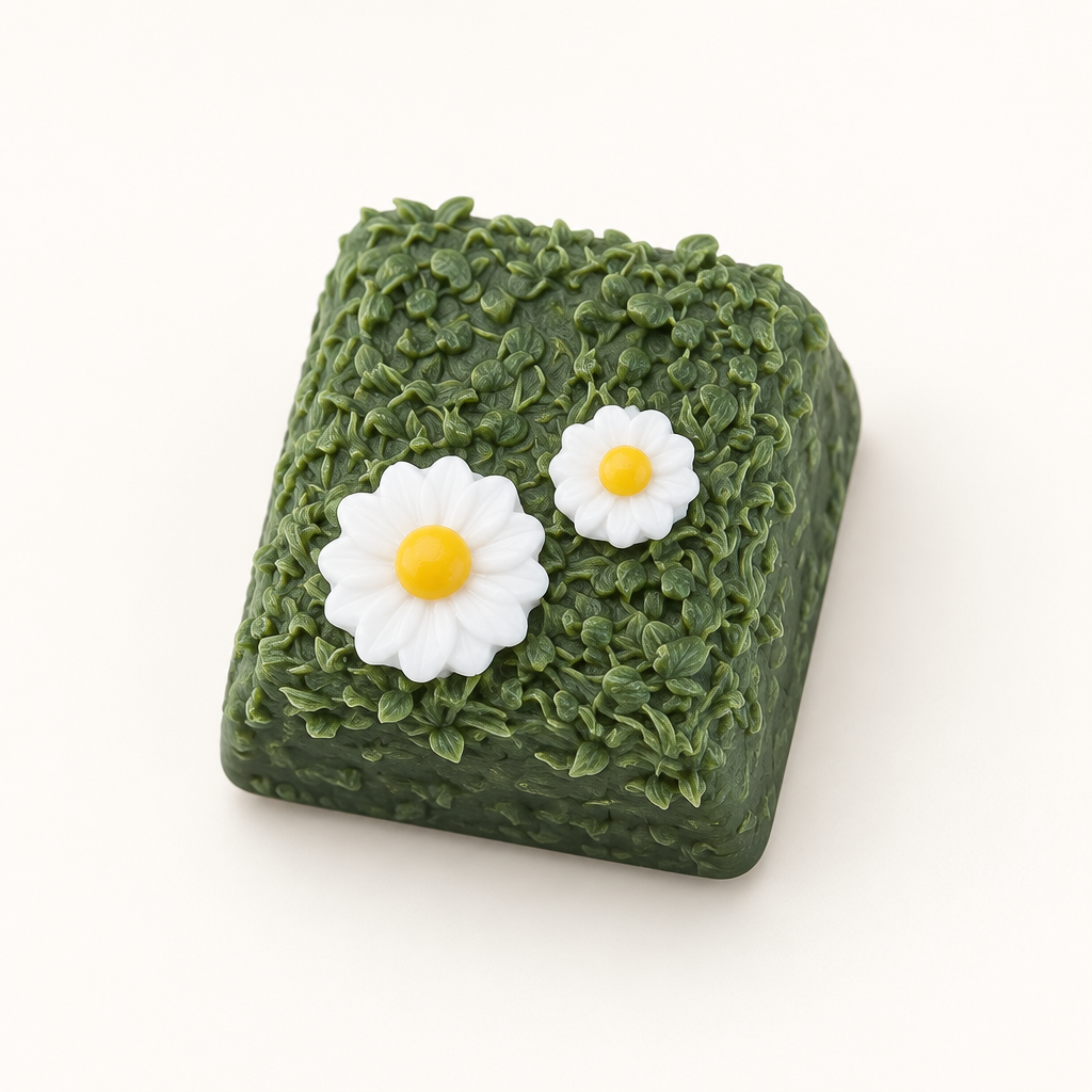 Grasvariant linksboven met twee bloemen