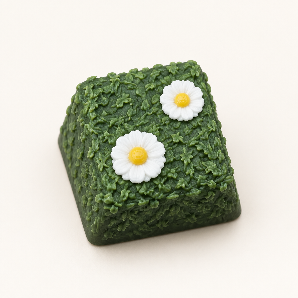 Grasvariant linksonder met twee bloemen