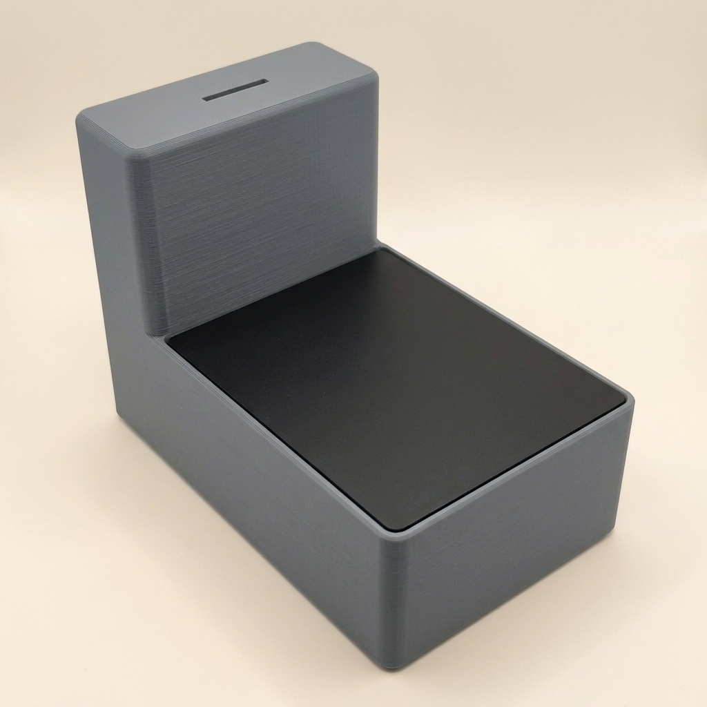 Grijze displaybox met zwart deksel