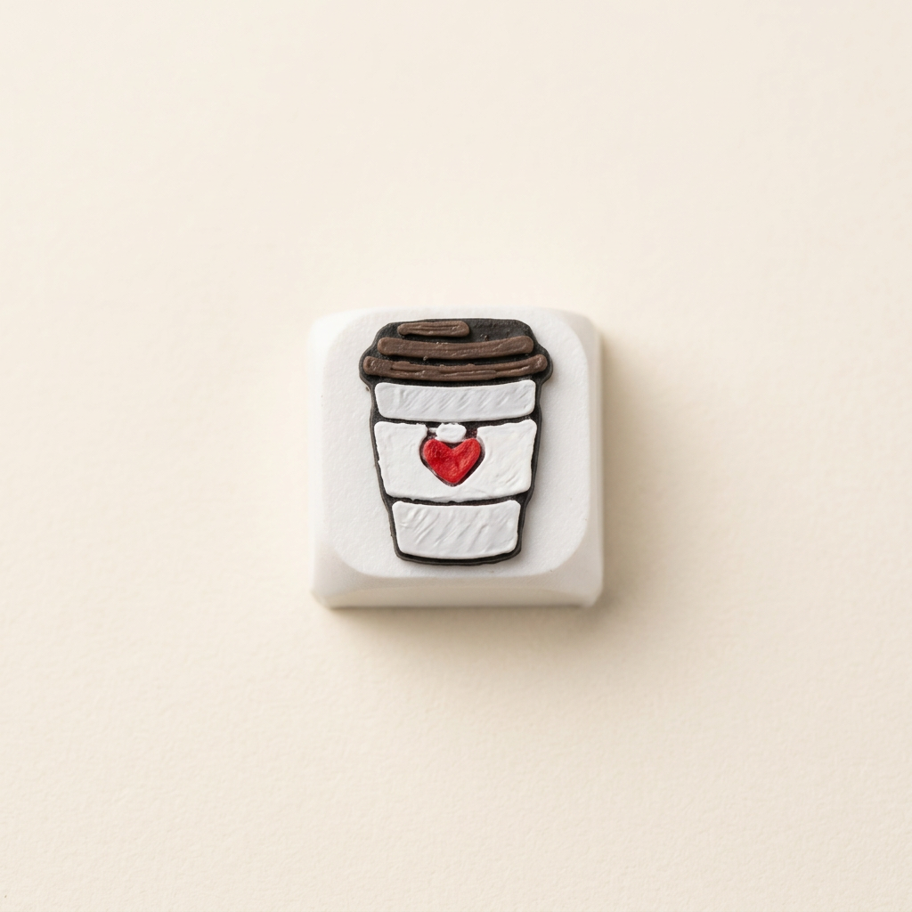 Keycap met koffiebeker met donker deksel