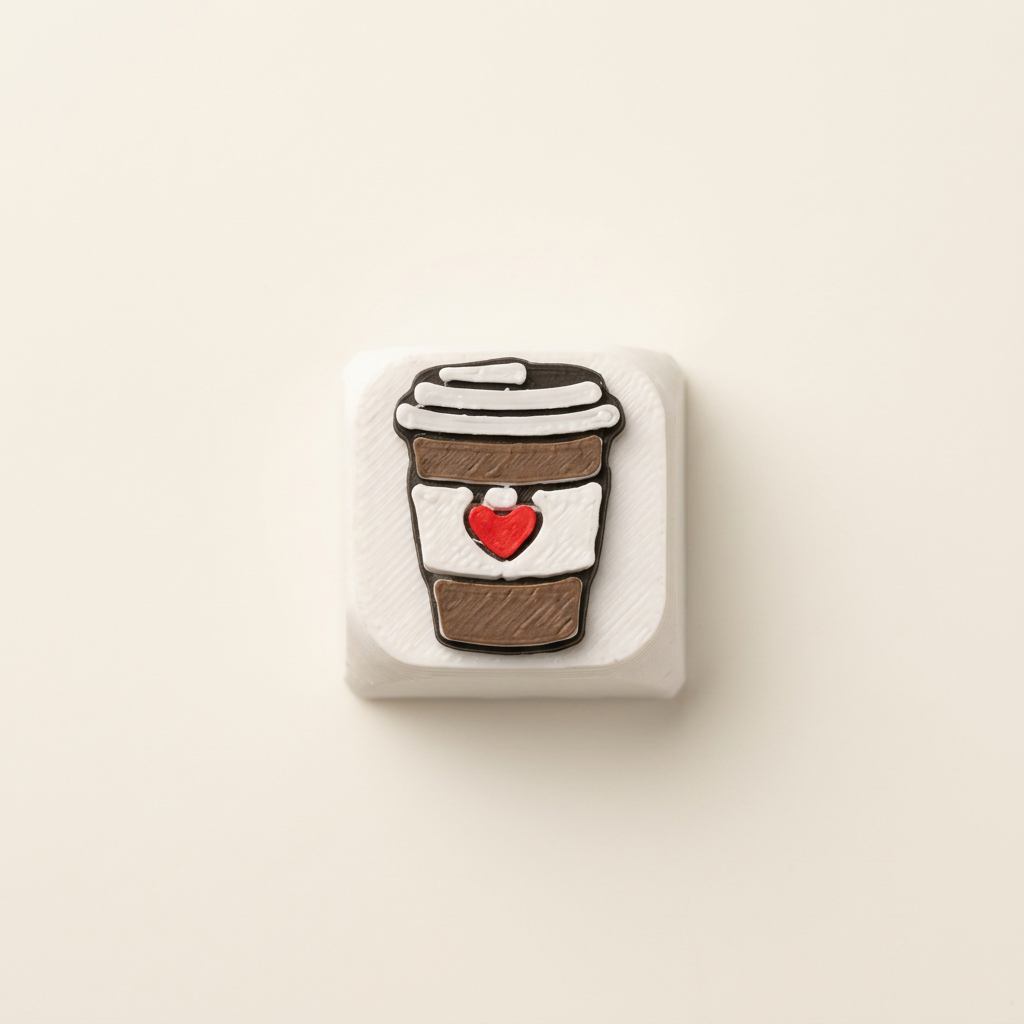 Keycap met koffiebeker met wit deksel