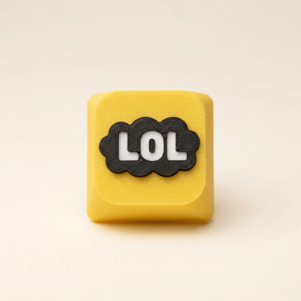 LOL-keycap met de witte letters lager dan het zwarte vlak
