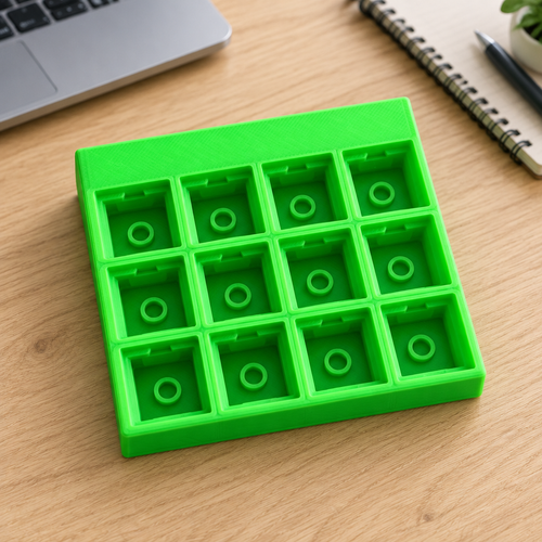 Neongroene clicker-base op een bureau