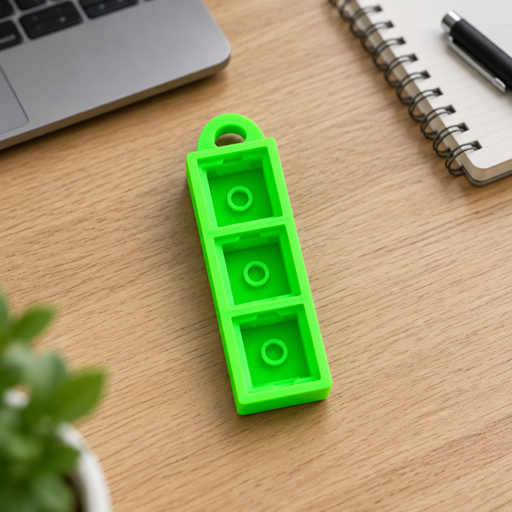 Neongroene clickerbasis op een bureau