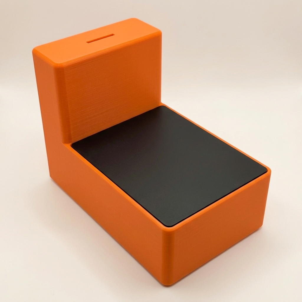 Oranje displaybox met zwart deksel