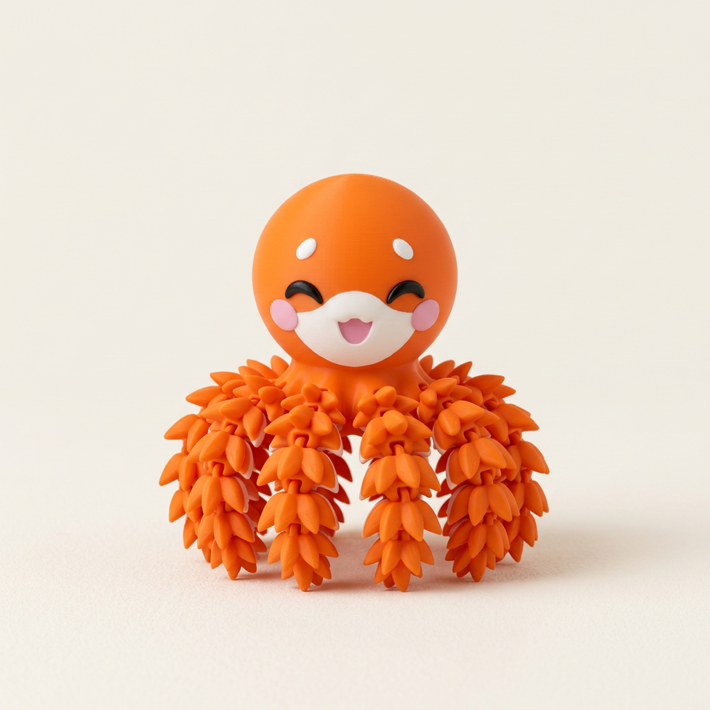 Oranje octopus als toy op een lichte achtergrond
