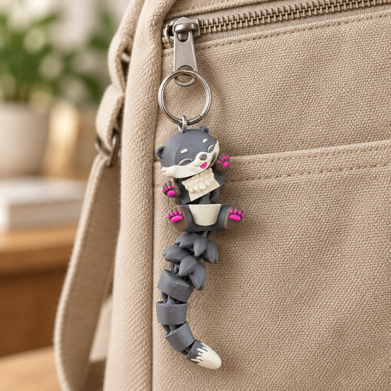 Otter met flexibele staart sleutelhanger