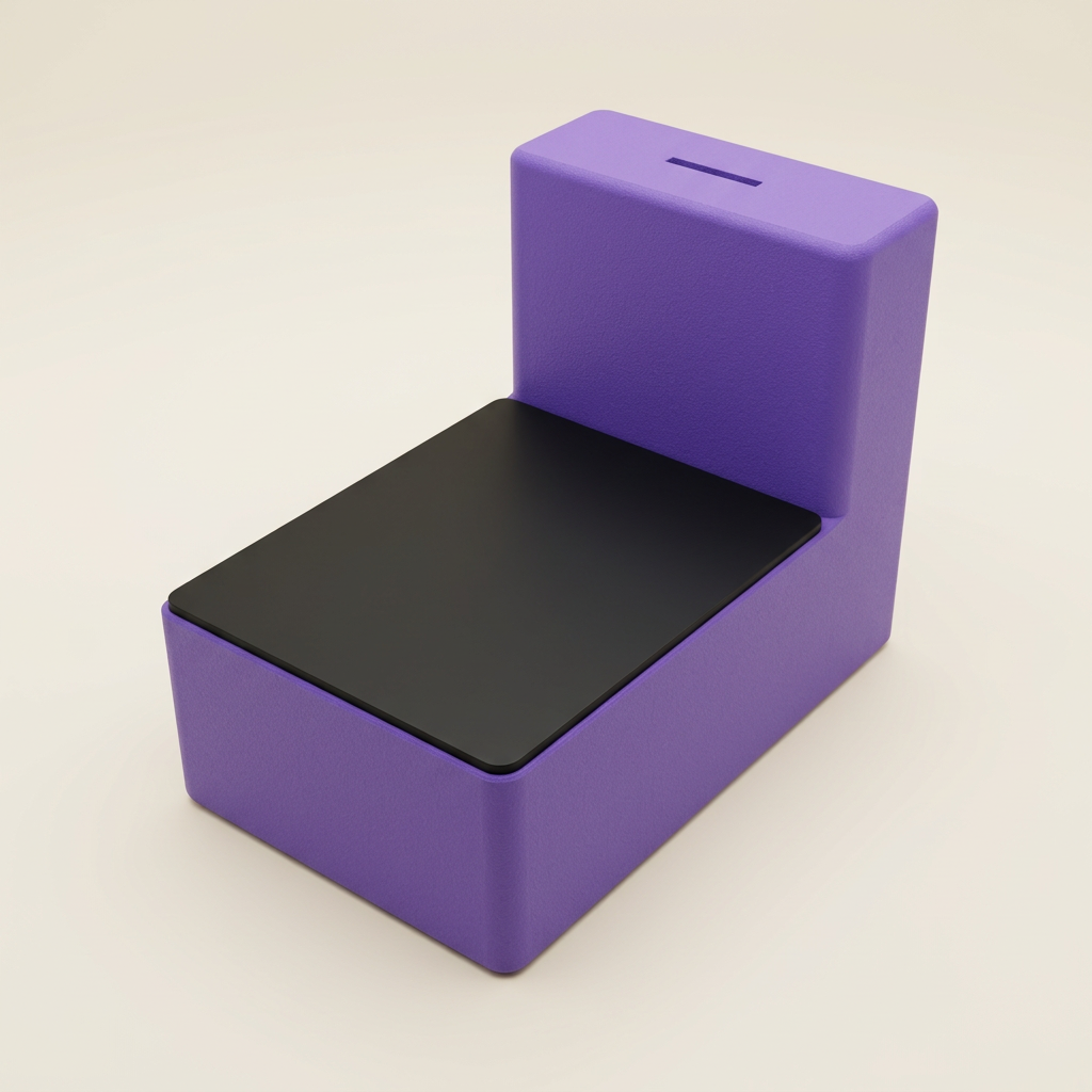 Paarse displaybox met zwart deksel
