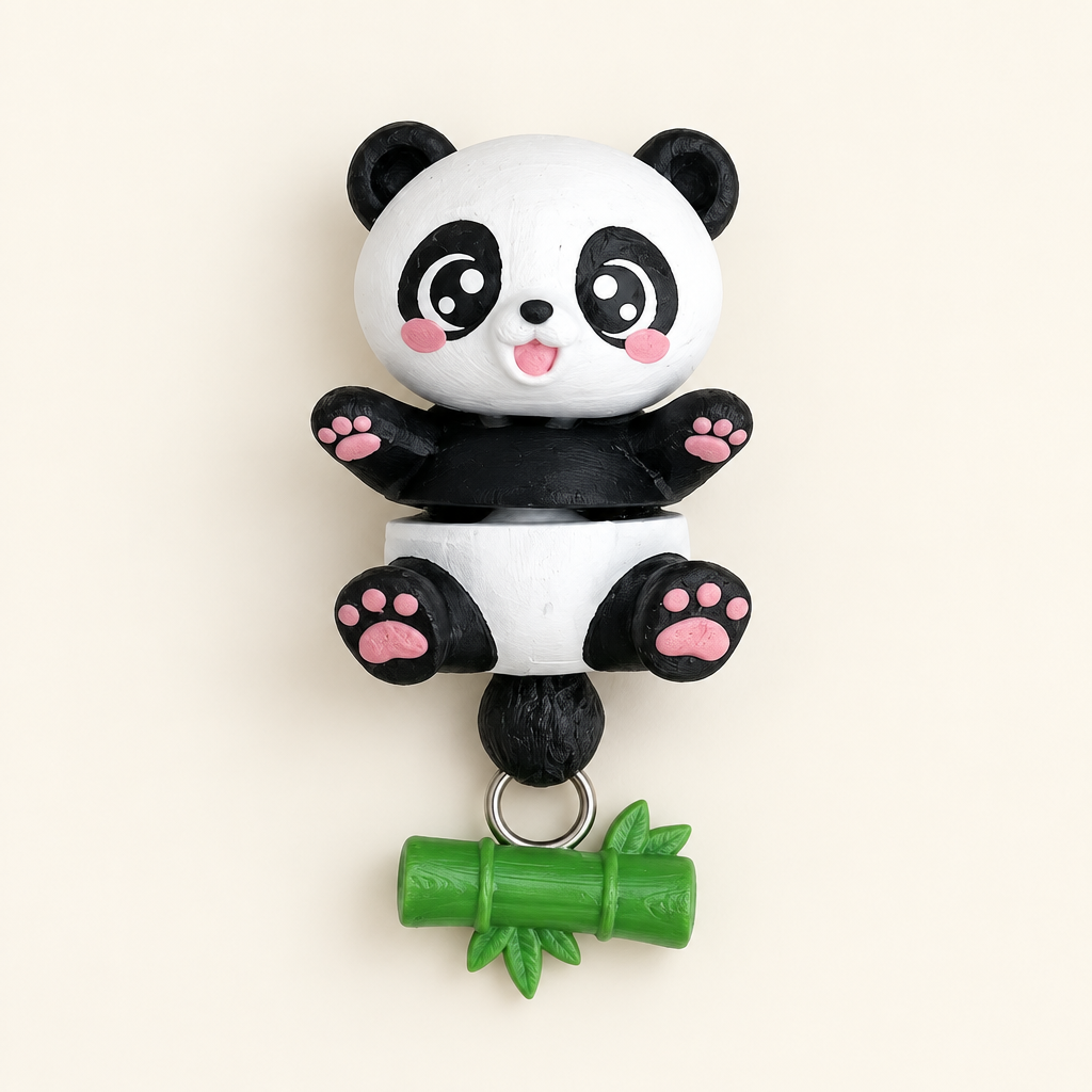 Panda toy op een warm gebroken witte achtergrond