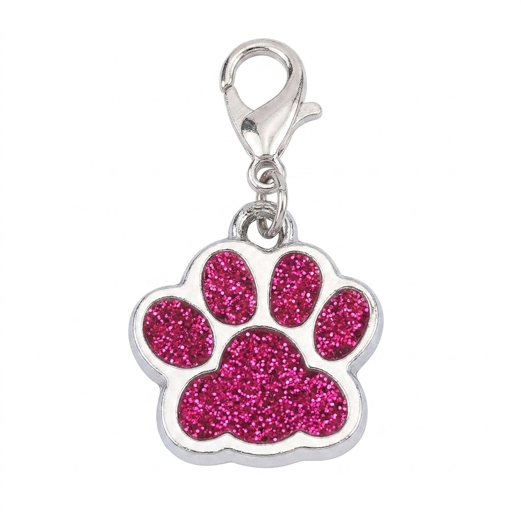 Glitter pootafdruk-charm met karabijnsluiting charm