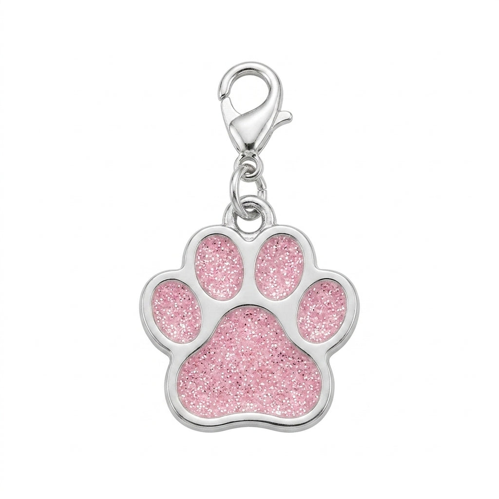 Glitter pootafdruk-charm met karabijnsluiting charm