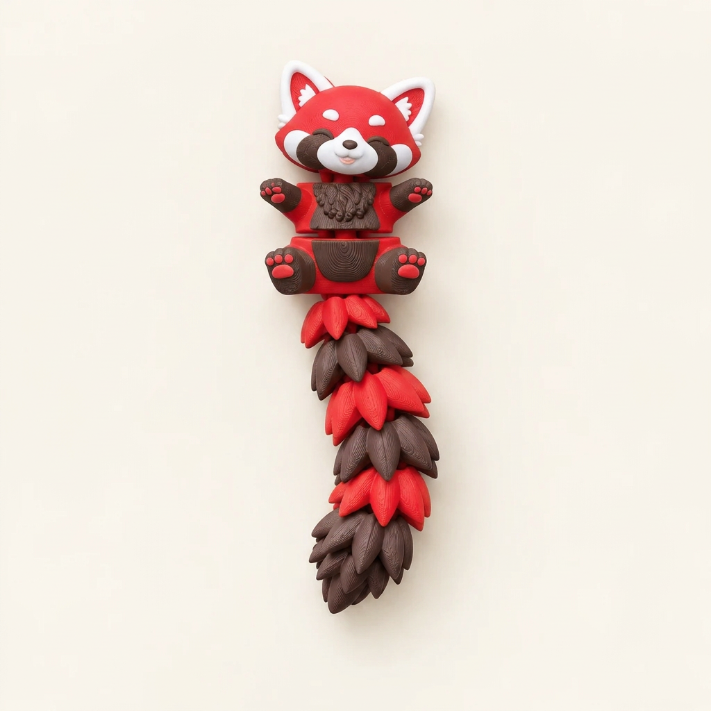 Rode panda toy met gecorrigeerde rode kleur