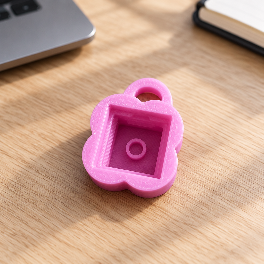 Roze clicker-base op een bureau