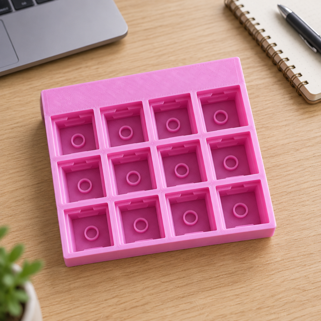 Roze clicker-base op een bureau