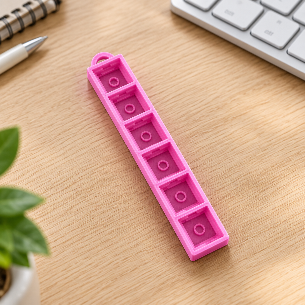 Roze clickerbase op een bureau