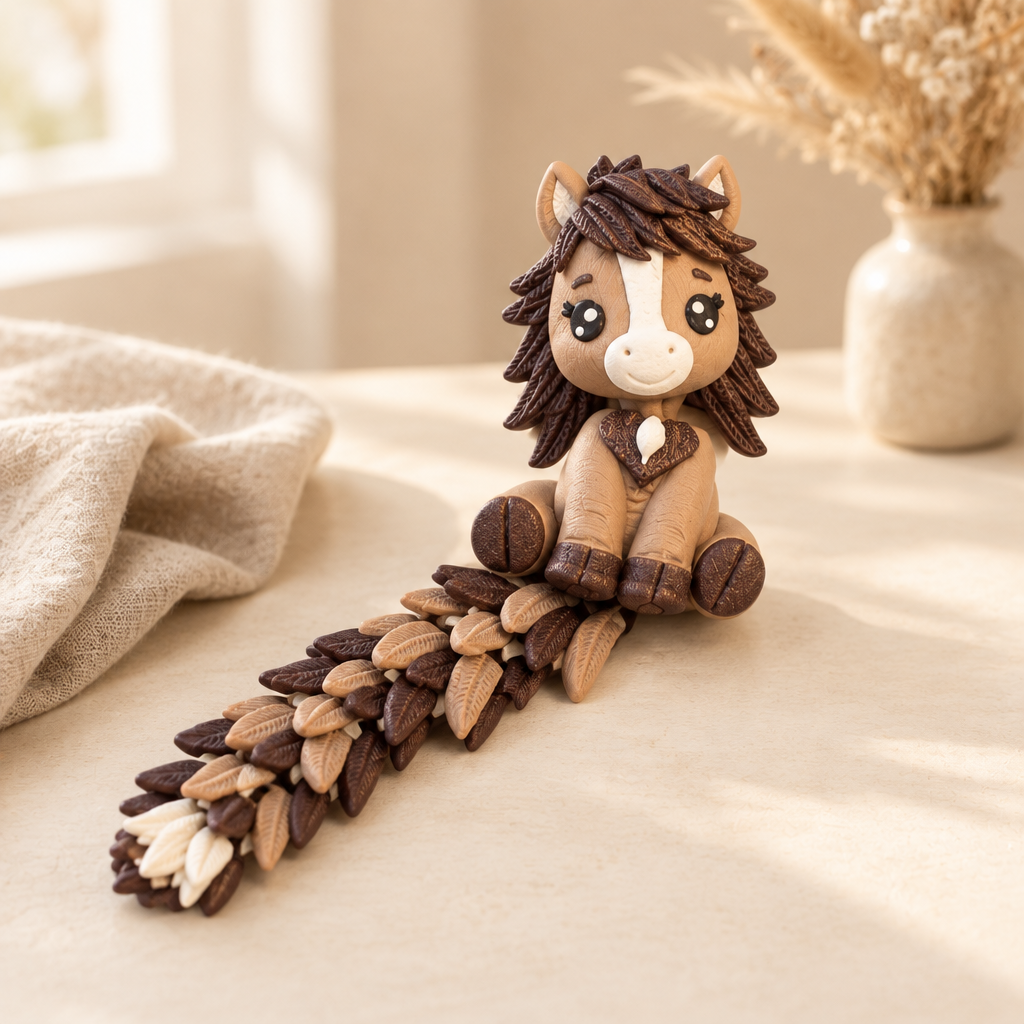 Sfeerfoto van de paard toy met warme neutrale styling