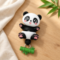 Sfeerfoto van de panda toy met licht hout en naturel linnen