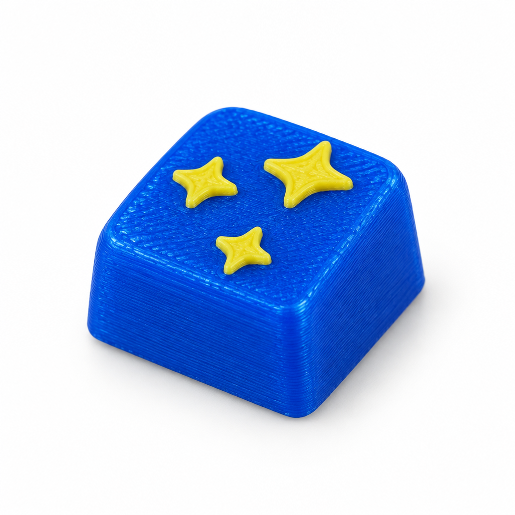 Sterrennacht keycap vanuit een zijhoek