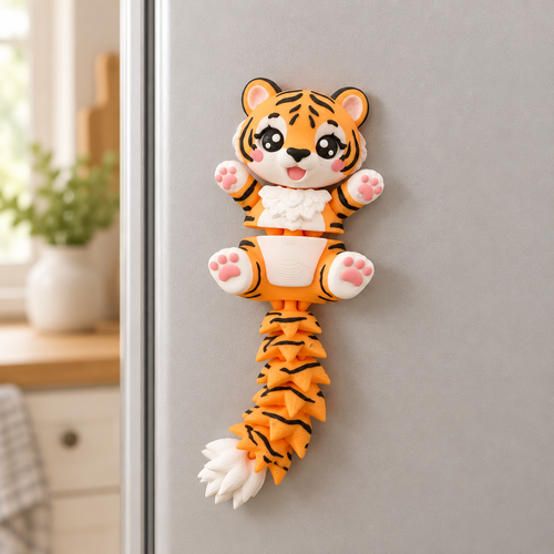 Tijger-magneet op een koelkast