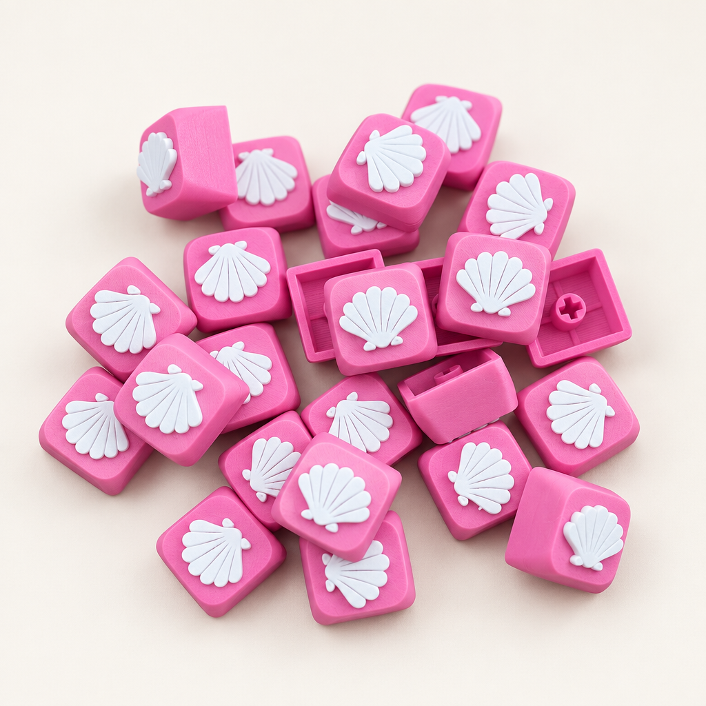 Verbeterde stapelfoto van roze keycaps