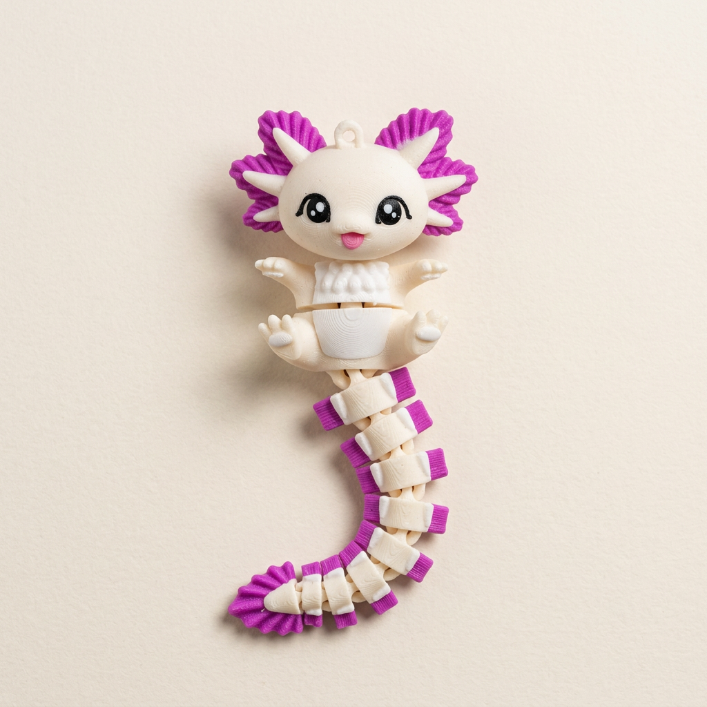 Wit-paarse axolotl als toy op lichte achtergrond