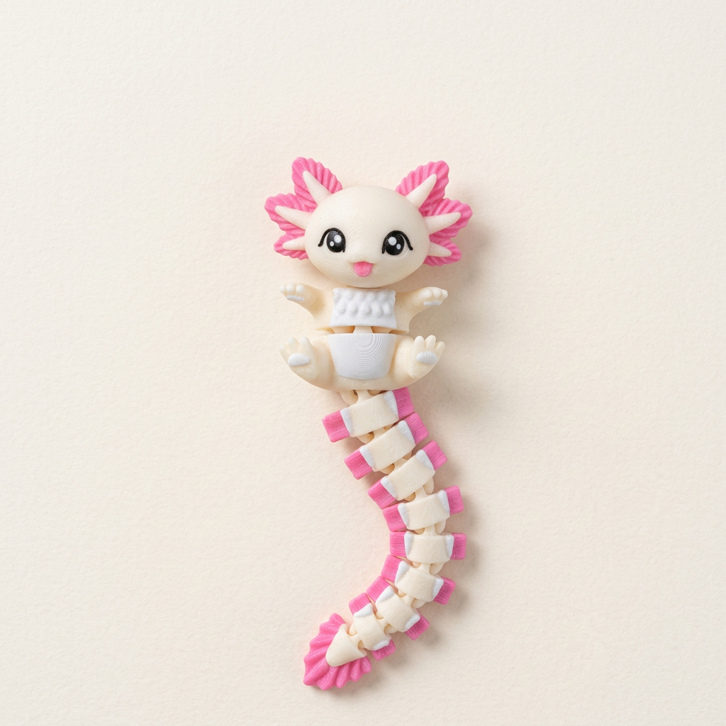 Wit-roze axolotl als toy op lichte achtergrond