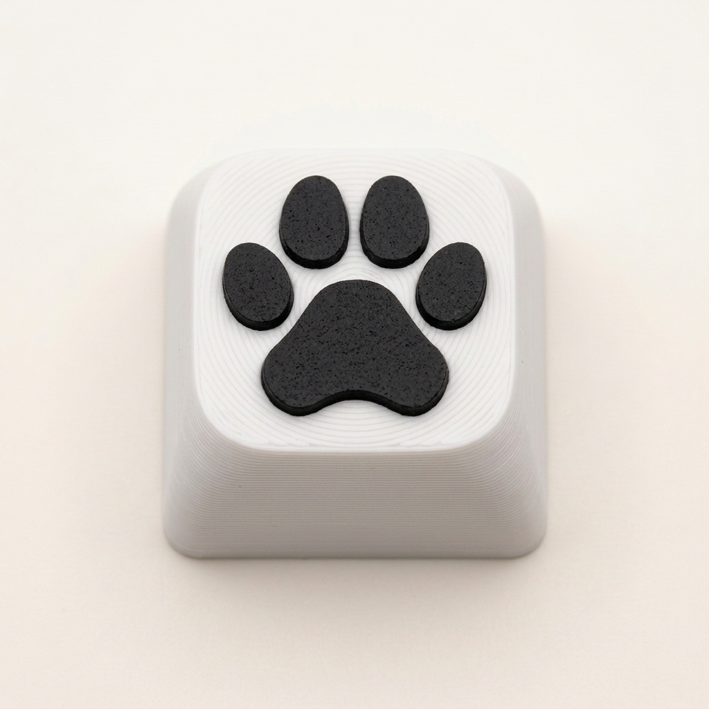 Witte keycap met zwarte pootafdruk