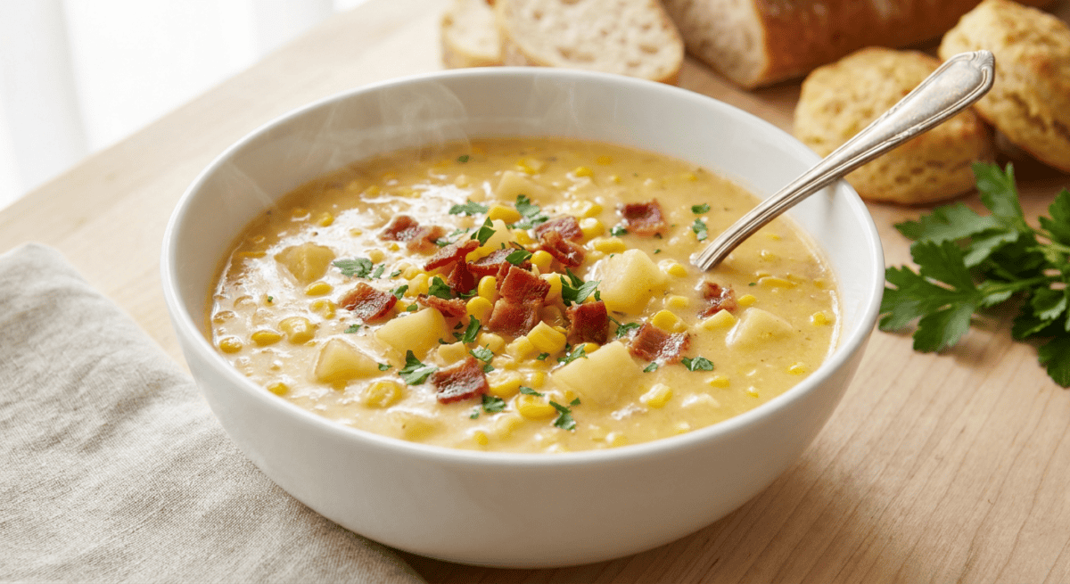 Instant Pot Corn Chowder romige maïssoep met spek